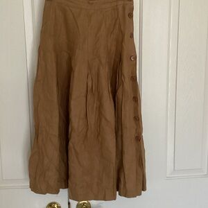 Vintage Elliott Lauren Brown Linen Skirt with Side Buttons, never worn.